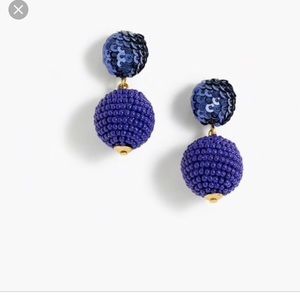 J crew sequin and bead ball drop earrings